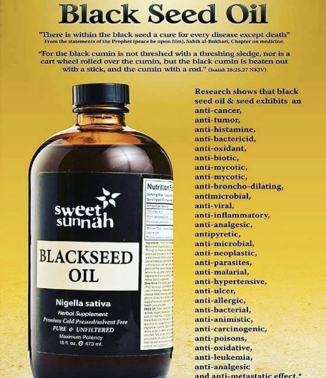 Black Seed Oil – The “Cure For EVERY Disease Except Death” In A Pill?